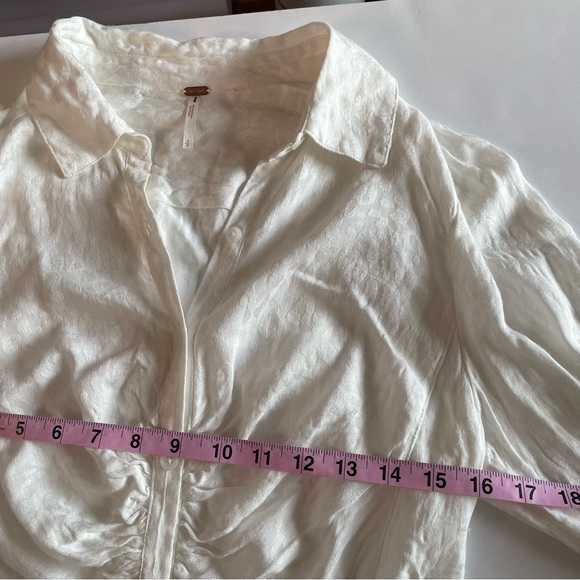 Free People Bianca Blouse long sleeve button down s white - Picture 8 of 11